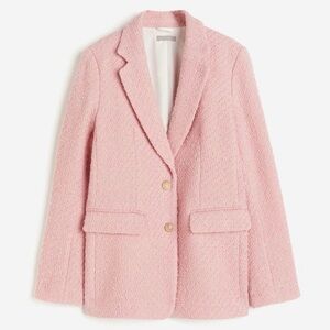H&M Pink Tweed Blazer Size LARGE New with tag